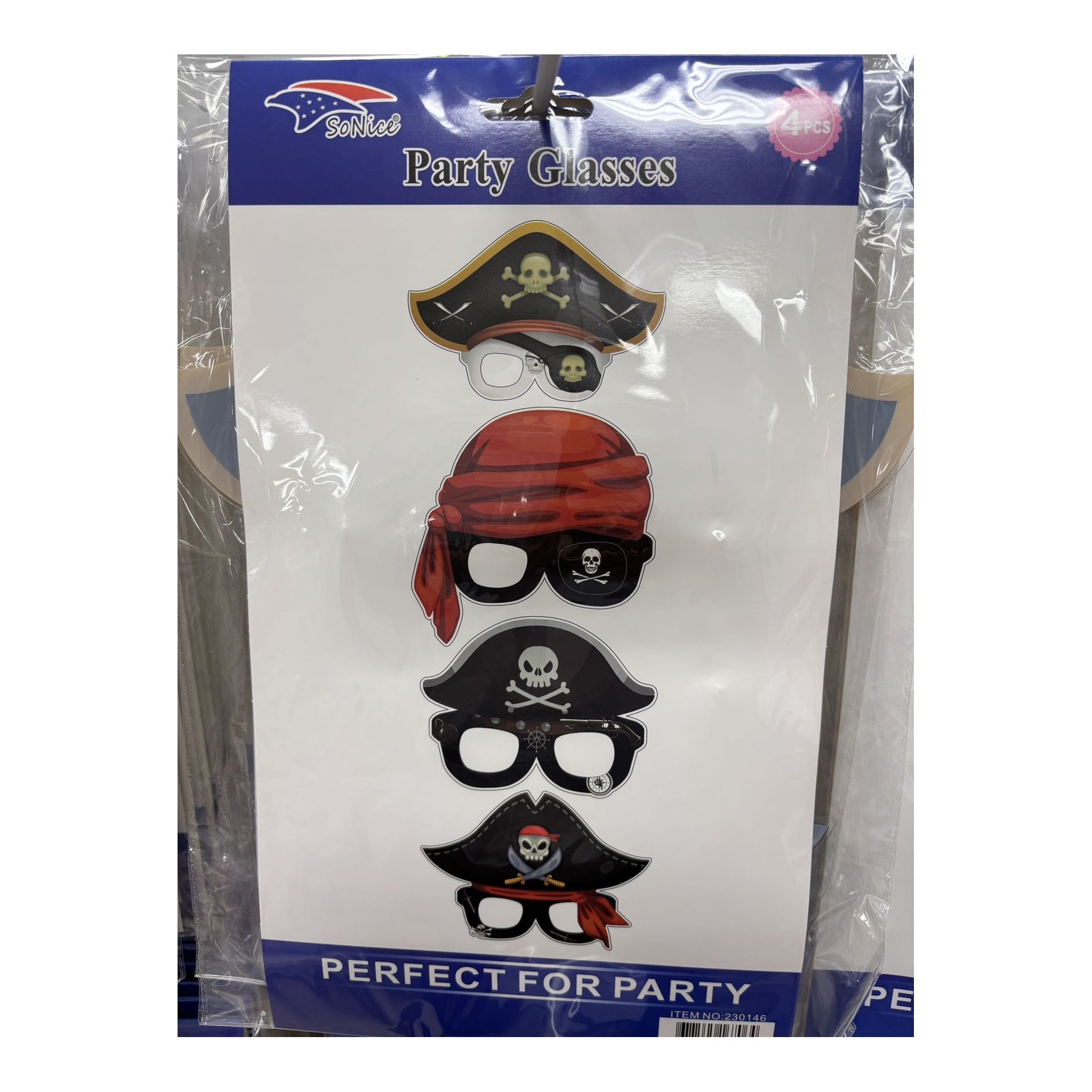 4Pcs Party Glasses Pirate 60Pk/Cs